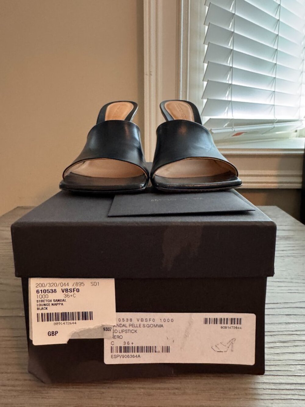 Bottega Veneta Stretch Mule 90 Black Leather Heels 36.5 Like New Worn Once - Picture 6 of 7
